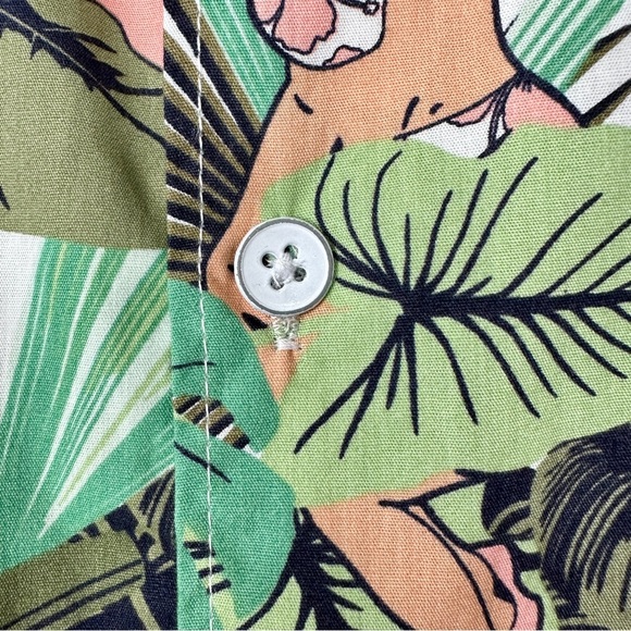 Free Planet Hawaiian Hula Girl Button Up Short Sleeve Shirt Mens Size 3X Large - Picture 9 of 10